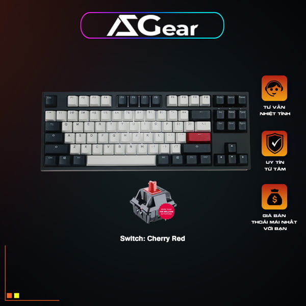 Ban Phim Co Gaming Ducky One 2 Tuxe Tkl Switch Cherry Red
