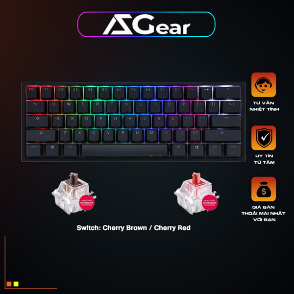 Ban Phim Co Gaming Ducky One 2 Mini Rgb Blacklight Switch Cherry Red Brown
